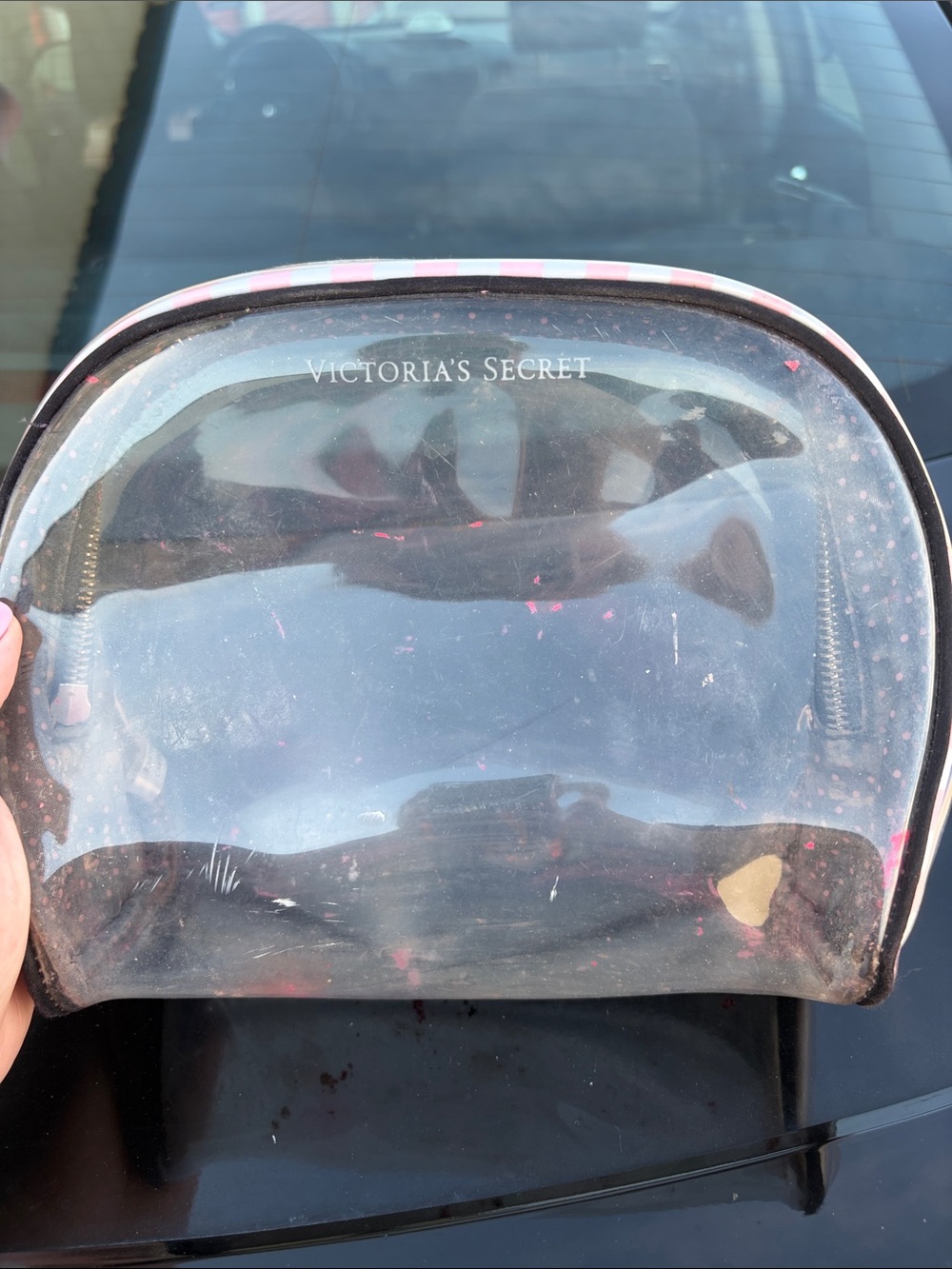 Victoria's Secret Clear Cosmetic Pouch with Pink Accents